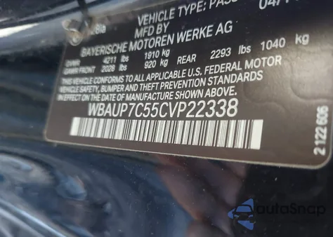 2012 BMW 128I z USA, uszkodzony, nr VIN WBAUP7C55CVP22338